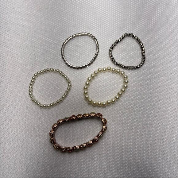 Beaded Stretch Bracelet Lot of 5 - Picture 2 of 3